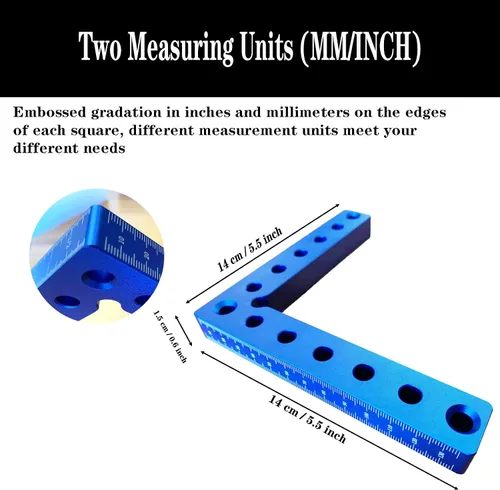 Miniatura 2 de Cuadrados de posicionamiento de 90 grados de 5.5 x 5.5 pulgadas, cuadrados de ángulo recto con 8 abrazaderas, abrazadera de esquina tipo L