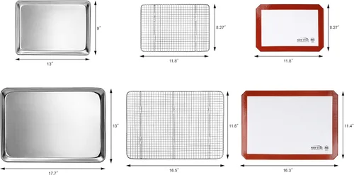 Miniatura 3 de New Star Foodservice 1028751 Juego de Bandeja para Hornear de Grado Comercial/Bandeja de Hornear, Alfombrilla para Hornear, Combo de Estante