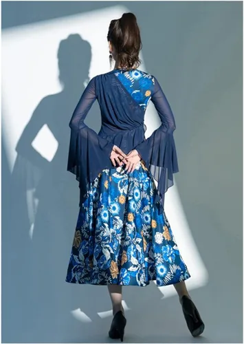 Miniatura 4 de DANN Flora - Disfraces de baile de malla, manga larga, vestido de baile de tango Foxtrot