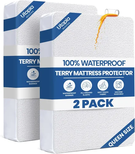 Miniatura 42 de Utopia Bedding – Protector impermeable de colchón tamaño individual, funda de colchón de terry premium de 200 GSM, transpirable, estilo ajustado