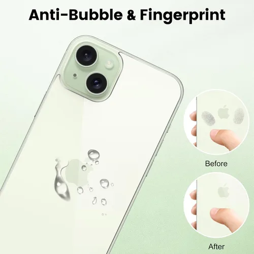 Miniatura 3 de [Paquete de 2] Protector de pantalla trasera para iPhone 15 Plus, protector de pantalla de vidrio templado antiarañazos y burbujas, película trasera