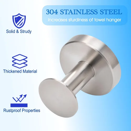 Miniatura 2 de NEWRAIN Ganchos para toallas, paquete de 4 toalleros para pared de baño, puerta de armario, cocina, dormitorio, hotel, diseño moderno y sin