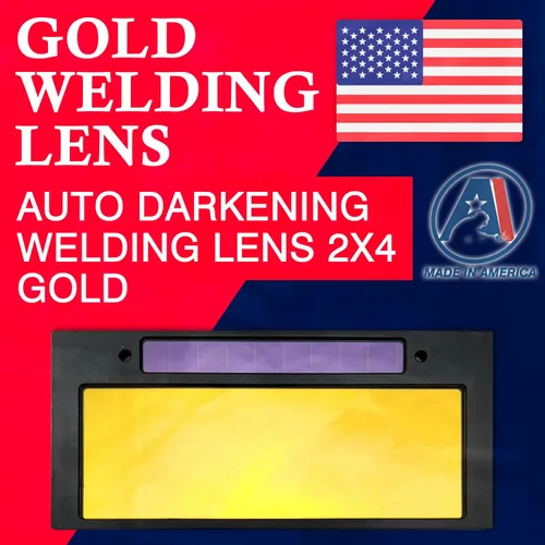 Miniatura 2 de Lente de soldadura de oscurecimiento automático 2x4 dorado (sombra 10) Lente de soldadura dorada con filtro de reflexión infrarroja del 90%