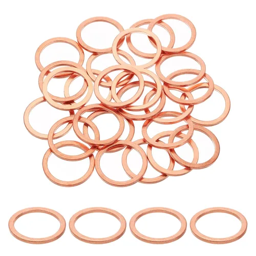 Miniatura 11 de uxcell 75 anillos de sellado de arandela plana M36 de cobre, 1.417 in ID 1.654 in OD 0.059 in de grosor, arandelas de trituración de cobre, junta