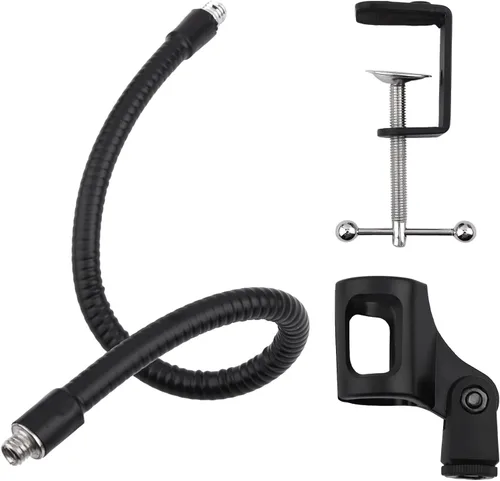 Miniatura 2 de Soporte de brazo para micrófono, soporte de micrófono de escritorio flexible de cuello de cisne de 360 grados con abrazadera de escritorio
