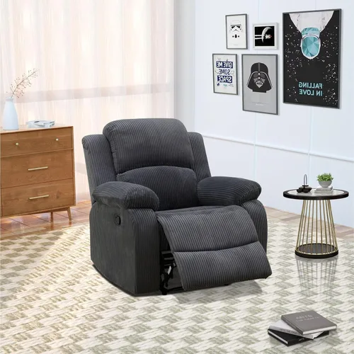 Juego de sala de Estar reclinable de 3 piezas, juego de sofá reclinable Manual para conjunto de muebles de sala de Estar, con consola de Gris oscuro