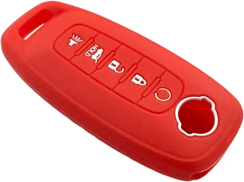 Miniatura 4 de REPROTECTING Funda de goma de silicona para llavero compatible con Nissan Pathfinder Rogue (5 botones, negro y rojo)
