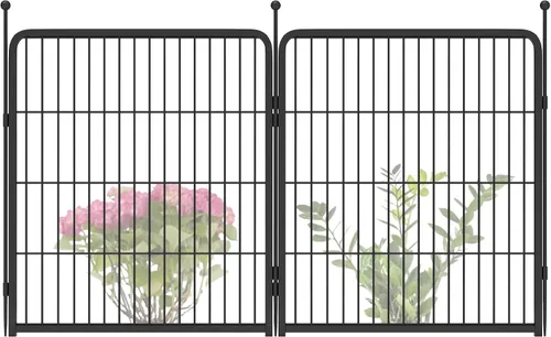 Miniatura 87 de FXW - Valla de jardín metálica y resistente para exteriores, barrera para perros y conejos, fácil instalación, negro, 24 pulgadas de alto x 29.6