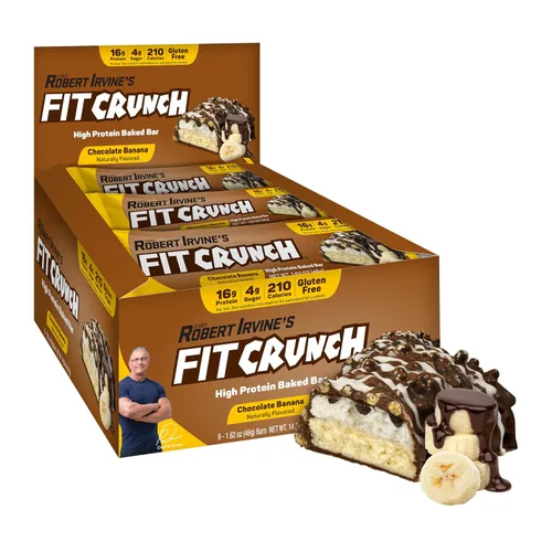 FITCRUNCH - Barras de proteínas para aperitivo de tamaño snack, barra horneada de 6 capas, 4 g de azúcar, sin gluten y centro suave de pastel (9