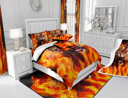 Miniatura 5 de Manfei Manta de tigre de fuego, manta de cama de tigre de llama naranja para niños, adolescentes y adultos, decoración de habitación, manta temática