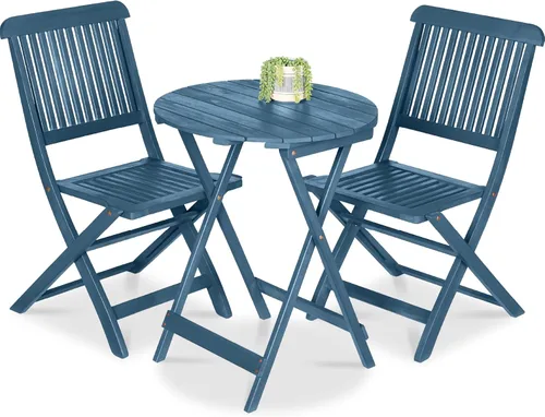Miniatura 9 de Best Choice Products Juego de 3 piezas de madera de acacia, muebles de patio plegables para patio trasero, balcón, terraza con 2 sillas, mesa