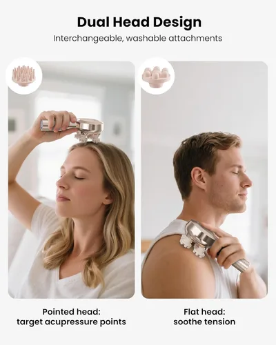 Miniatura 3 de COMFIER Masajeador de mano para el cuero cabelludo para el crecimiento del cabello, masajeador de cabeza inalámbrico, 3 modos y 8 garras