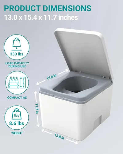 Miniatura 3 de TRELINO Inodoro de Compostaje Evo S Blanco, Inodoro Portátil para Acampar y Exteriores, Inodoro, Capacidad de 1.2 galones y 1.6 galones, 13 x 15.4 x