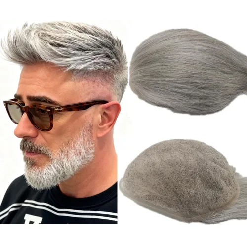 Miniatura 13 de N.L.W. Sistema de reemplazo de cabello para hombre NLW pelo humano toupee para hombres con encaje HD suave fino Super Swiss 10x8 tamaño base pelos