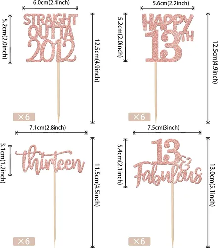 Miniatura 2 de Paquete de 24 adornos para cupcakes Straight Outta 2012 Happy 13th Birthday Thireen Awesome Since 2012, 13 fabulosas decoraciones para tartas