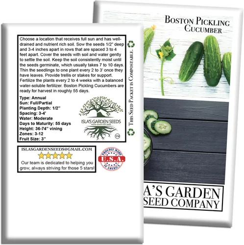 Miniatura 7 de Boston Pickling - Semillas de pepino para plantar, más de 100 semillas tradicionales por paquete, semillas de jardín de Isla