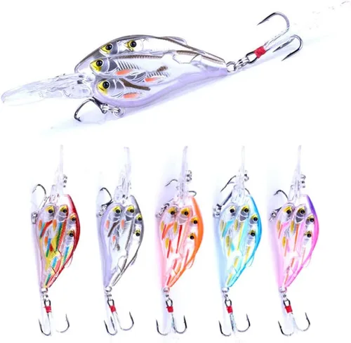 CrankBaits - Señuelos de pesca CrankBait of Bass, señuelos de agua dulce y salada para agua poco profunda, cebo de buceo profundo, cebo de agua