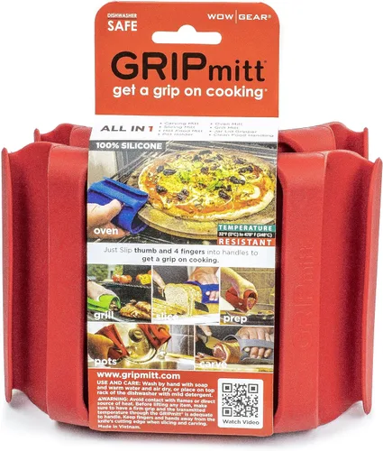 Juego de 2 guantes de cocina de silicona (mediano/grande, rojo)