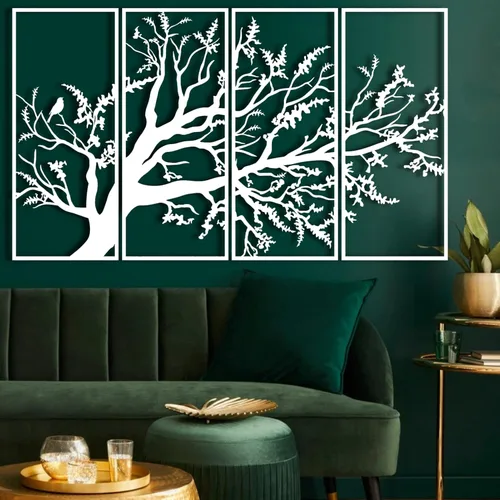 Miniatura 7 de Arte de pared con árbol de la vida, juego de 4 piezas de arte de pared de árbol de metal, letrero de árbol, arte de pared de metal del árbol