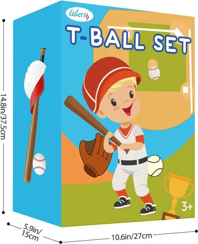 Miniatura 8 de Liberry Tball Set para niños pequeños con soporte de pelota de altura ajustable, base pesada y bate de béisbol para niños, juguetes deportivos, Rosa