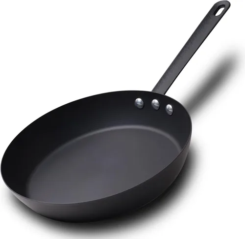 Sartén de acero al carbono sin recubrimiento, sartén nitrurada duradera de 10 pulgadas, apta para horno 660F y compatible con inducción, sin PFOA