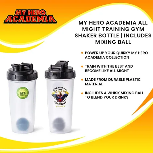 Miniatura 6 de My Hero Academia All Might Training Gym Shaker Bottle Perfecto para batidos de proteínas, mezclas antes y después del entrenamiento, y más