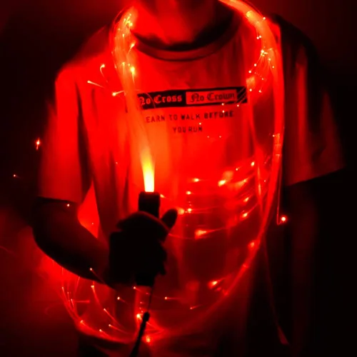 Miniatura 4 de AMKI Látigo de fibra óptica LED recargable de 6 pies, efectos de 36 modos con giro de 360°, luz súper brillante para fiestas rave, espectáculos