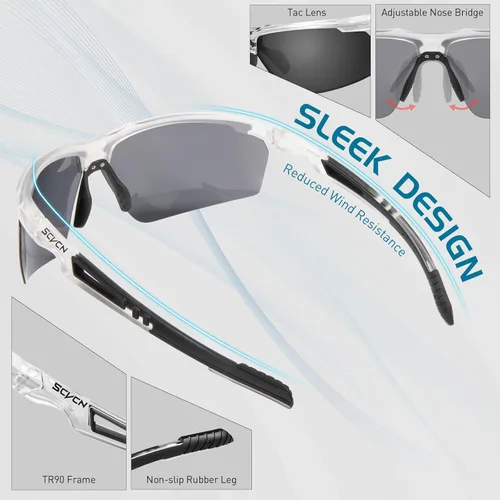 Miniatura 4 de SCVCN Gafas de sol deportivas fotocromáticas para ciclismo, gafas transparentes para hombres y mujeres, protección UV400, MTB BMX, pesca, correr