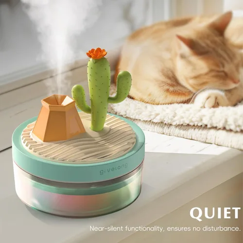 Miniatura 3 de Mini humidificador para dormitorio, humidificador de aire silencioso con decoración de paisaje para guardería, oficina, habitación pequeña y Cerezo