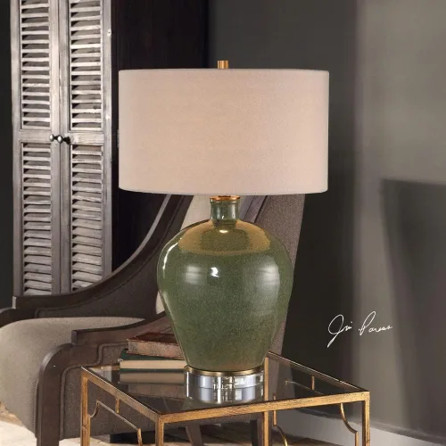 Miniatura 2 de Uttermost Elva Lámpara de mesa de cerámica esmaltada verde esmeralda