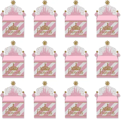 Miniatura 5 de Big Dot of Happiness Corona de princesita – Caja de regalos de fiesta – Caja de regalo de princesa rosa y dorada para baby shower o fiesta