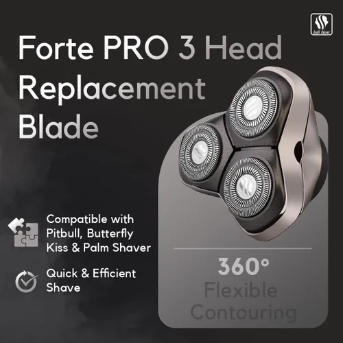 Miniatura 4 de Skull Shaver Forte PRO - Cuchilla de repuesto de 3 cabezales - Acero inoxidable hipoalergénico - Afeitado más rápido - Flexibilidad de contorno