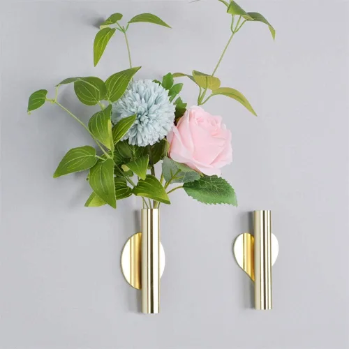 Miniatura 3 de 2 jarrones de pared de metal, tubo de flores de pared, tubo de flores montado en la pared para exhibición de flores, moderno soporte para flores