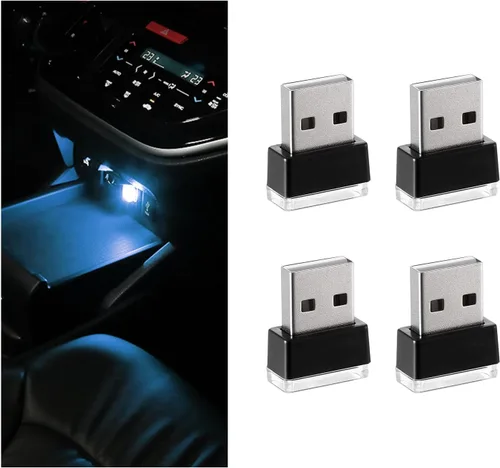 Miniatura 13 de 4 PCS Lámpara de Atmósfera Interior de Coche LED USB, Mini Luz Nocturna LED Portátil, Kit de Iluminación Ambiental de Maletero con Interfaz USB