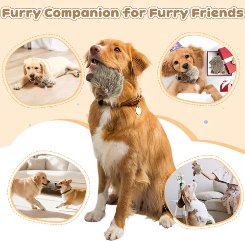 Miniatura 7 de Pawaboo Juguete de peluche para perro, [2 unidades] no tóxico, súper suave, de piel sintética, erizo, juguete de entrenamiento para morder, juguetes