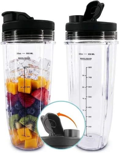 Vasos de repuesto de 32 onzas para licuadora Ninja – 2 piezas compatibles con modelos BL480/BL450/480D, BN800/751/800/801/401, Auto IQ Series
