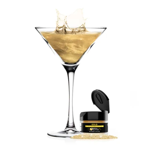 Miniatura 8 de Brew Glitter - Purpurina comestible para bebidas, cócteles, cerveza, adornar bebidas Certificado Kosher y Halal 100% comestible y de grado Dorado
