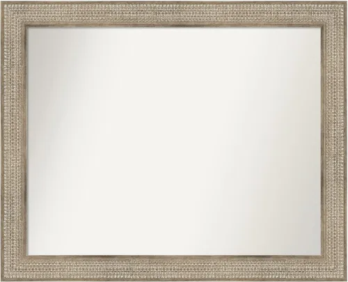 Miniatura 311 de Amanti Art Espejo de baño plateado para sobre fregadero, 26 x 26 pulgadas, espejo cuadrado de níquel pulido, marco de madera tradicional mediano, se