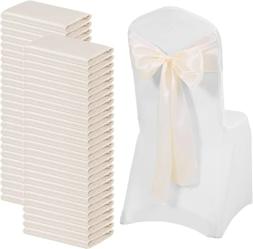 Miniatura 22 de 72 bandas de satén para silla, color azul bebé, lavables y reutilizables, fundas universales para silla, suministros para atar en la espalda