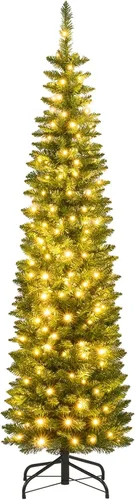 Miniatura 11 de GOFLAME Árbol de Navidad de 6 pies sin luz, árbol de Navidad negro, decoración de Halloween en forma de lápiz, árbol de Halloween con 520 puntas