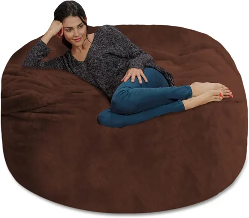 Miniatura 10 de Silla Chill Sack Bean Bag: muebles de espuma de memoria gigante y una tumbona grande. Gran sofá con gran cubierta de gamuza suave resistente al