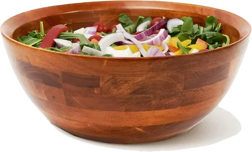 Woodard & Charles - Cuenco grande de madera para ensaladas, frutas, palomitas de maíz, pasta, 10 pulgadas de diámetro x 4.5 pulgadas de alto