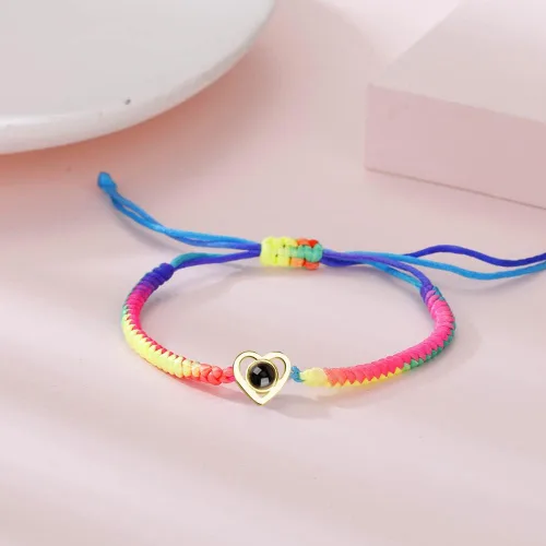 Miniatura 5 de JINLIN Pulseras de proyección personalizadas, pulseras de fotos personalizadas para mujeres y hombres, pulsera con texto en inglés "I Love You