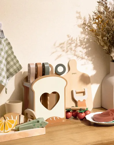 Miniatura 3 de ROBUD Juego de 16 cuchillos de cocina para niños, juego de cocina de madera, inspirados en Montessori, juguetes de cocina para niños pequeños