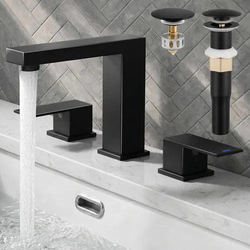 Miniatura 12 de KES Grifo de Lavabo de Baño de 8 Pulgadas Extendido Grifo de Baño de 3 Orificios Grifo de Tocador Manguera de Suministro Incluida SUS304 Acero