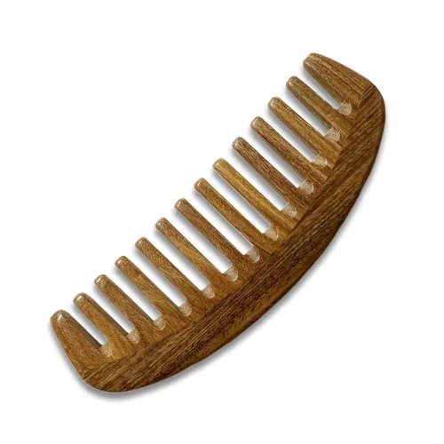 Miniatura 8 de Peine de sándalo verde afilado de dientes finos con asa, cepillo desenredante de pelo fino de madera para suavizar y peinar el cabello de precisión