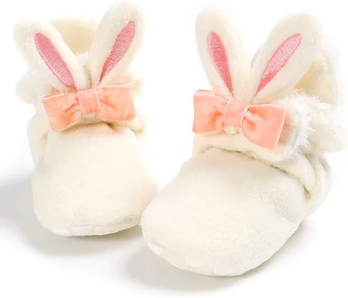 Miniatura 4 de TIMATEGO - Pantuflas tipo botines de felpa con suela antideslizante para recién nacidos, bebés, niños y niñas