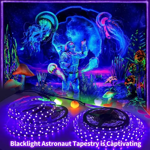 Miniatura 2 de Juego de tiras de luces LED negras mejoradas de 33 pies/10M con control remoto, 600 LEDs, lámpara de 12V autoadhesiva y ajustable, para fiestas