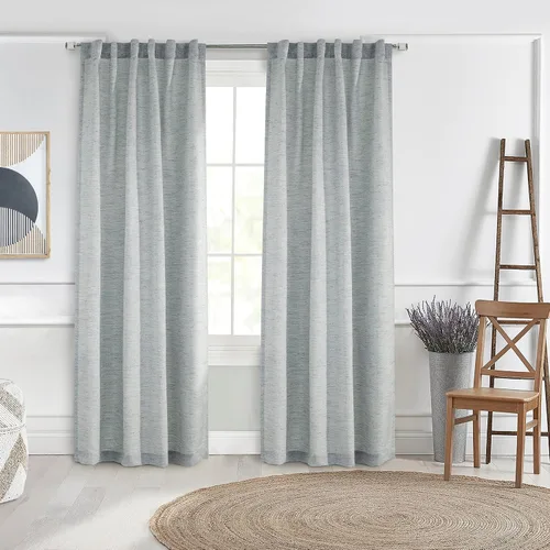 Miniatura 8 de Loft Living Davos Textered Jacquard - Cortina de doble cabezal de 52 x 84 pulgadas, color blanco roto