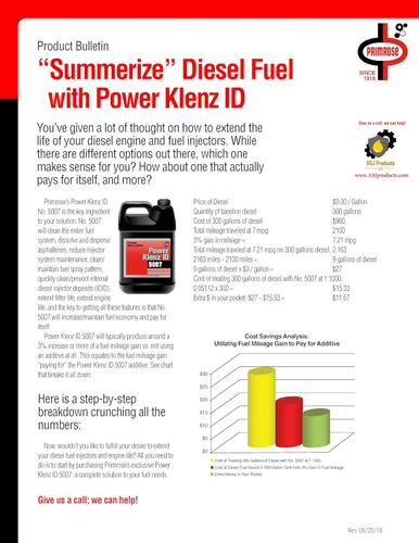 Miniatura 6 de PRIMROSE Power Klenz ID 5007 Premium Select - Aditivo para combustible diésel